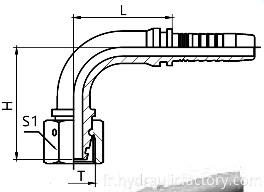 90 Degree Metric Female 24 Cone Fittings Drawing